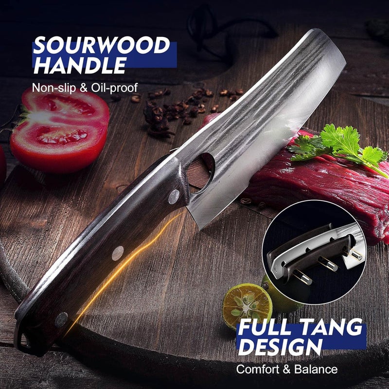 TopFeel 3PCS Butcher Knife Set Hand Forged chef knife Boning Knife, High Carbon Steel Meat Cutting Knives for Kitchen Camping BBQ… - Image 5